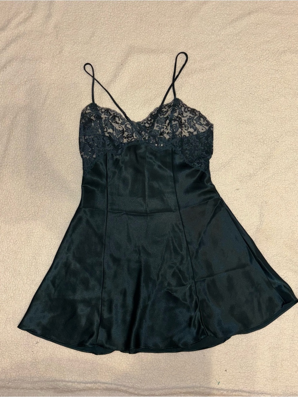 Victoria's Secret Black Satin & Lace Chemise